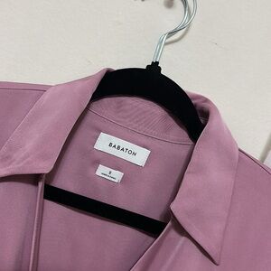 Babaton Pink Blazer with Classic Collar and Sophisticated Trim